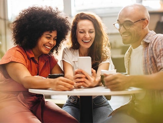 Group viewing job description on phone